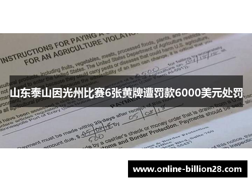 山东泰山因光州比赛6张黄牌遭罚款6000美元处罚