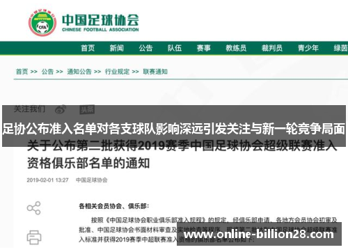 足协公布准入名单对各支球队影响深远引发关注与新一轮竞争局面
